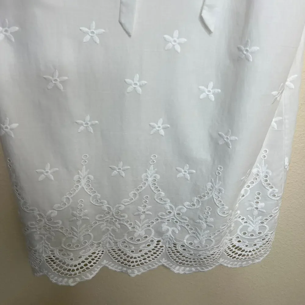 Michael Kors 100% Cotton White Sleeveless Embroidered Dress 2